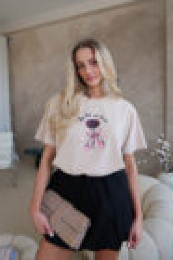 Damski T-shirt Ballet Rose – beżowy 1