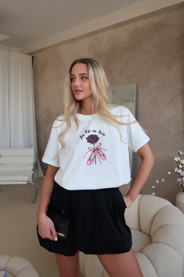 Damski T-shirt Ballet Rose – ecru