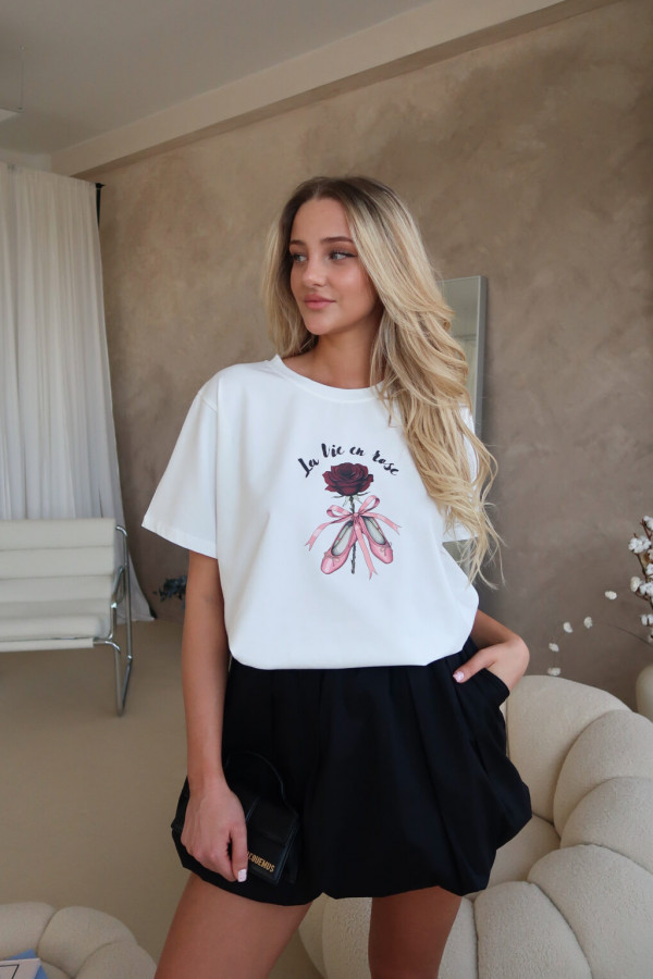Damski T-shirt Ballet Rose – ecru 2