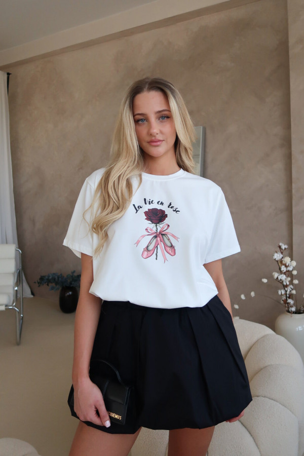Damski T-shirt Ballet Rose – ecru 3