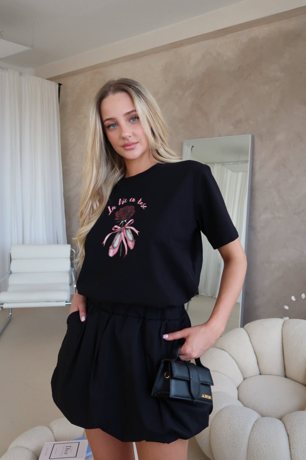 Damski T-shirt Ballet Rose – czarny 2