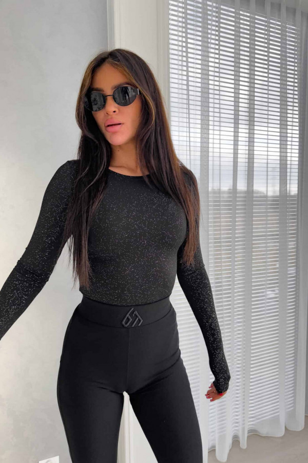 Bluzka LINDA brokat – czarna