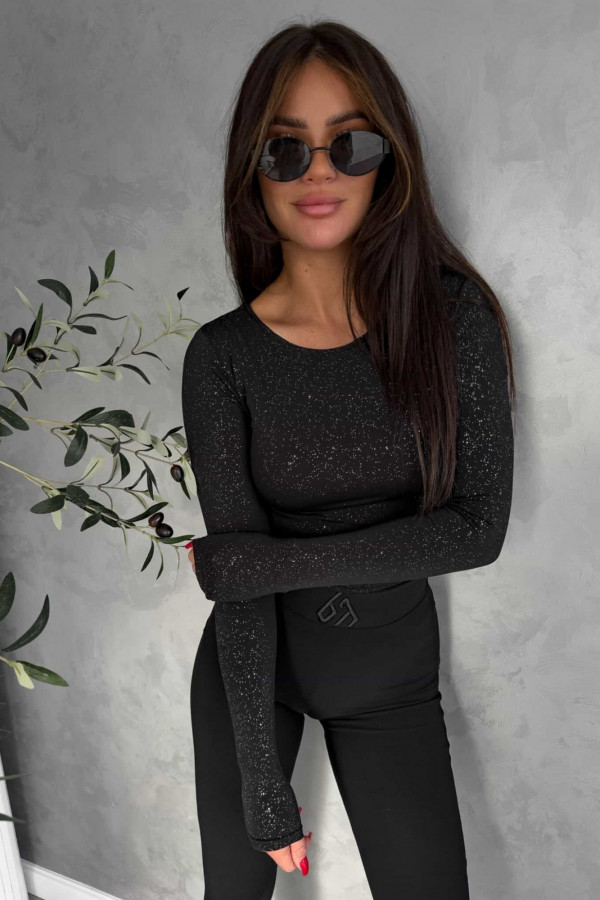 Bluzka LINDA brokat – czarna 2