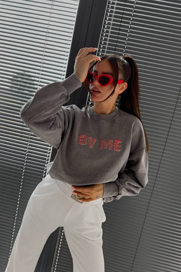 Dekatyzowana bluza POWER – szara