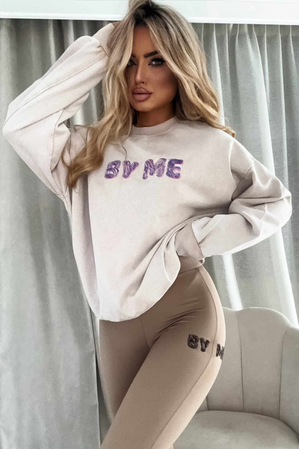 Dekatyzowana bluza POWER – jasny beż 3