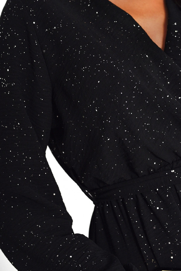 Elegancka sukienka midi z rozcięciem Charlotte - Czarna 1