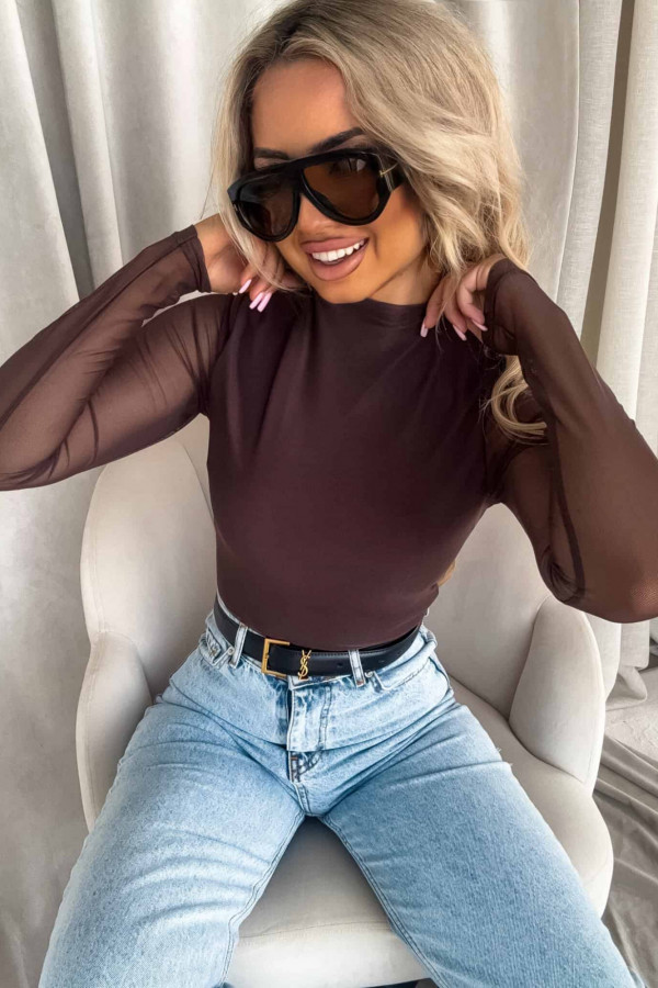 Bluzka SKIN gładka - Czekoladowa 2