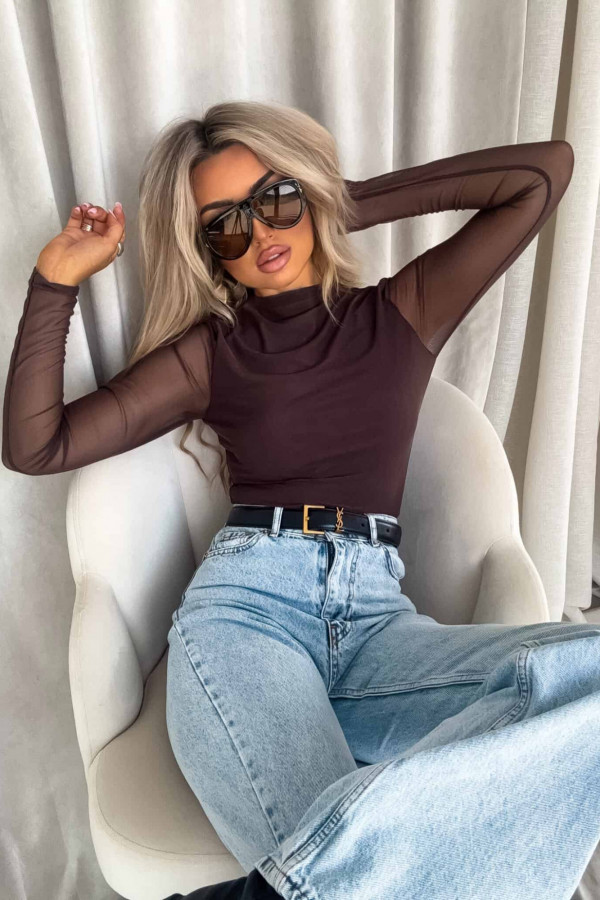 Bluzka SKIN gładka - Czekoladowa 3