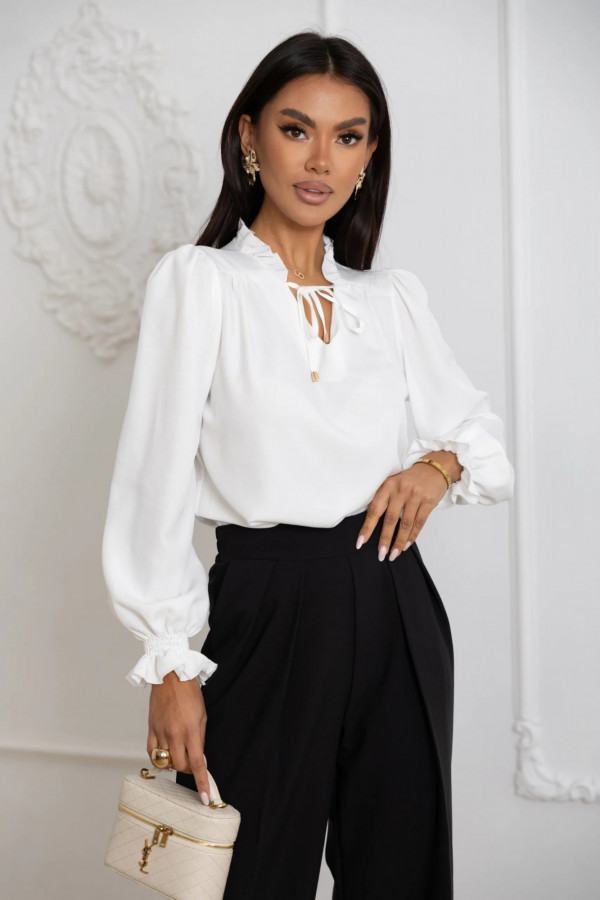 Bluzka z falbanką - Biała