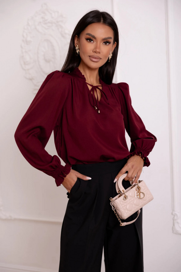 Bluzka z falbanką - Bordo