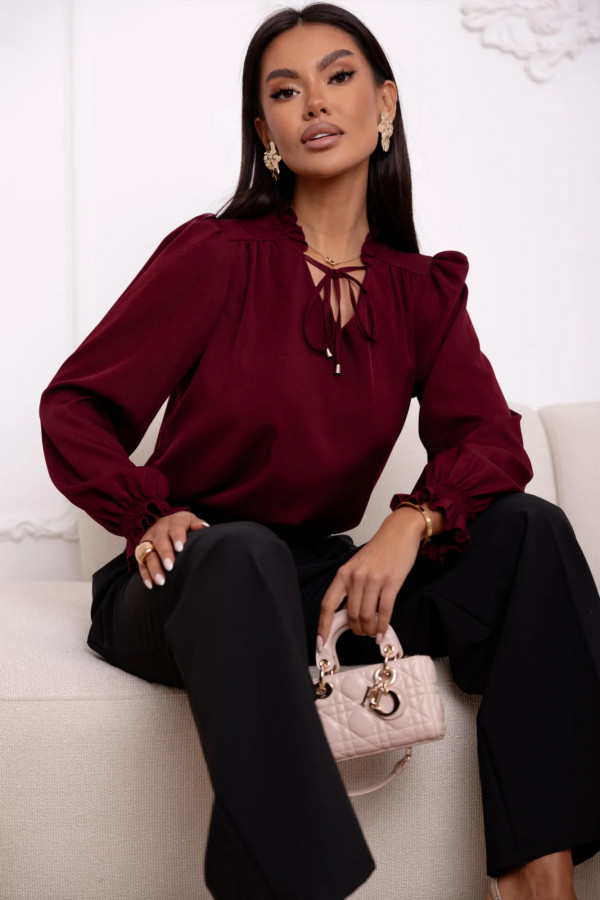 Bluzka z falbanką - Bordo 1